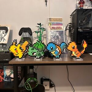 Lego Pixel Art Pokémon Figures - Yellow, Green, Blue, Orange